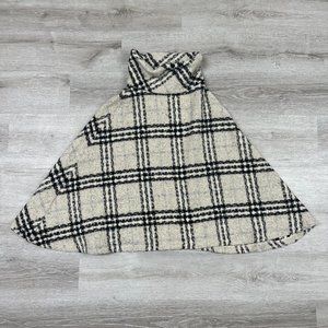 Burberry London Cream Plaid Wool Shawl Poncho
